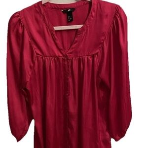 H&M Bold Red Satin Blouse